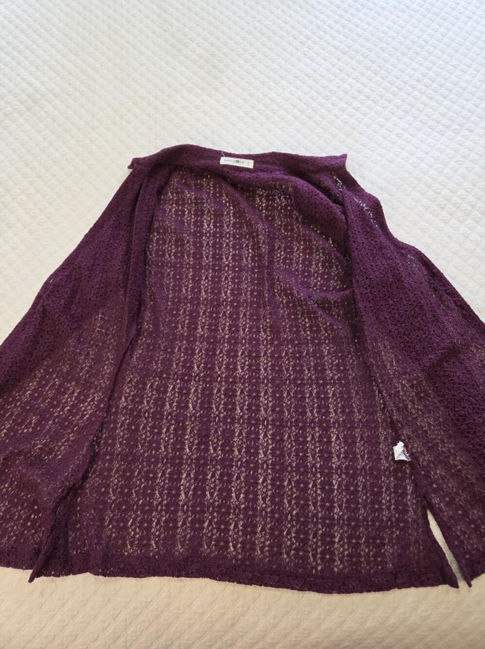 Natural Life Carina All Lace Top Eggplant Purple Button Up Blouse Size Large - Picture 7 of 13